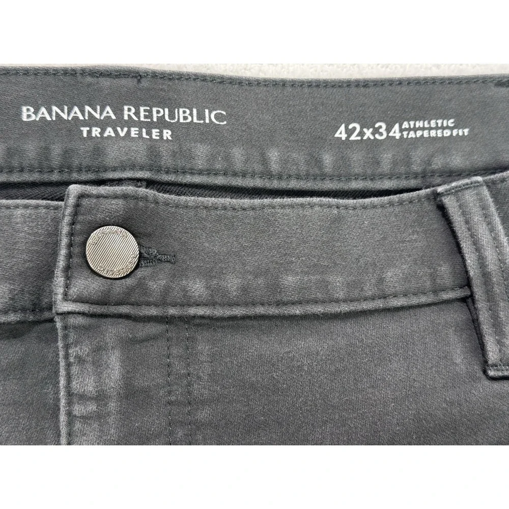 Banana Republic Traveler Pants Men 42x34 Gray Athletic‎ Tapered Fit